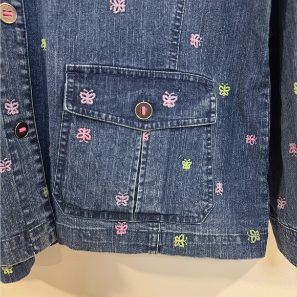 Alfred Dunner Blue Jean Jacket with Floral Embroidery - Picture 4 of 8
